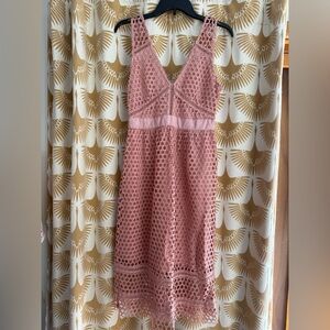 Abercrombie & Fitch Pink Lace Midi Dress